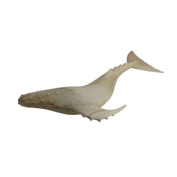 Hand Carved Wood Whale Statue 19in - Picture 2 of 4